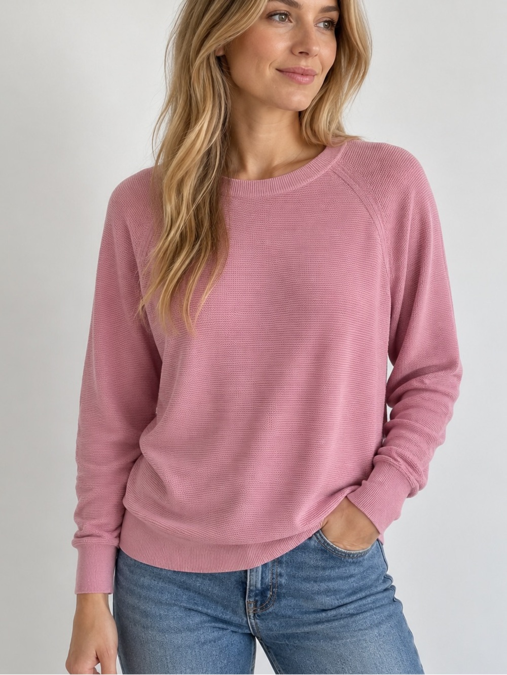 J. Crew Women’s Large Pink 100% Cotton Knit Pullover Sweater Raglan Sleeve NWT